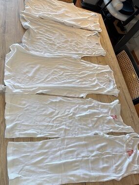Calvin Klein White Ribbed Tank Slip - Set of Five